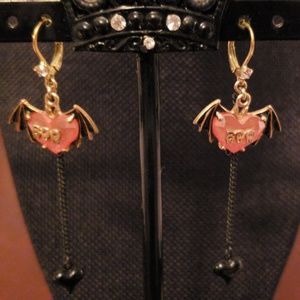 Betsey Johnson Boo! Bat Dangle earrings